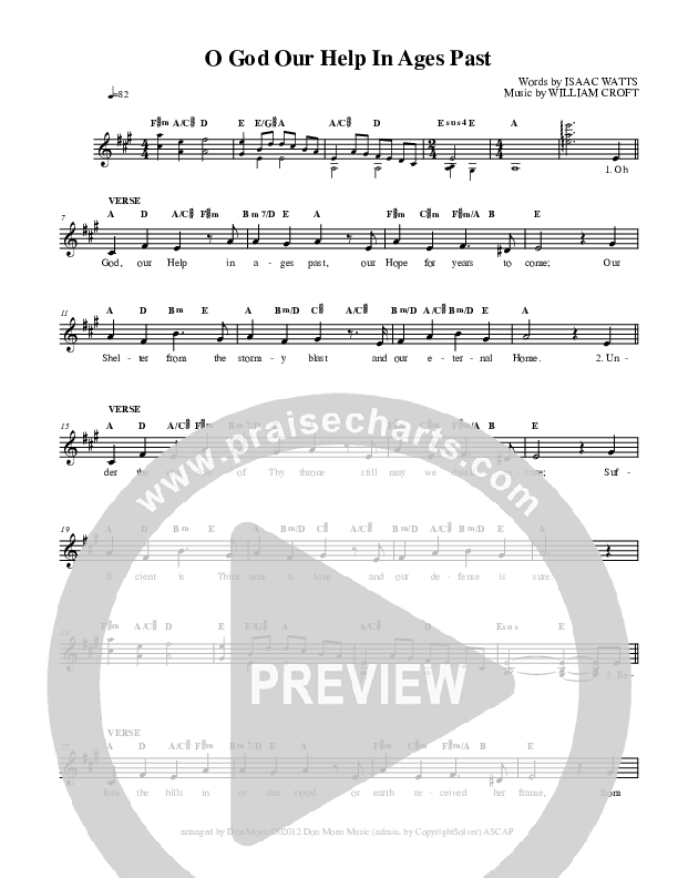 O God Our Help In Ages Past Lead Sheet (Don Moen)