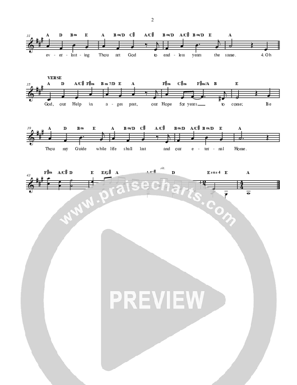 O God Our Help In Ages Past Lead Sheet (Don Moen)