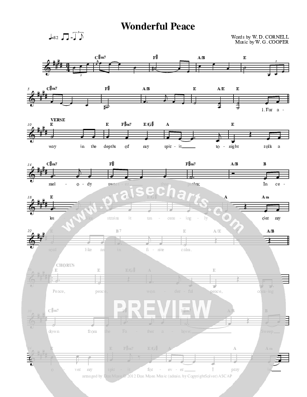 Wonderful Peace Lead Sheet (Don Moen)
