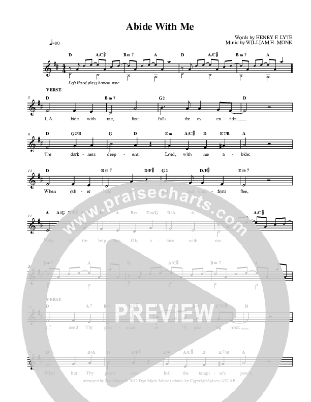 Abide With Me Lead Sheet (Don Moen)