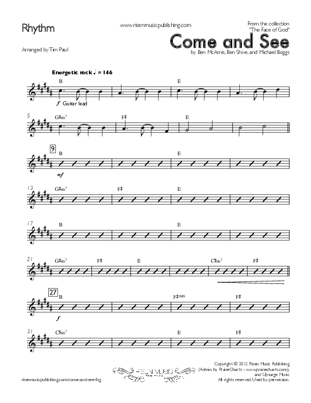 Come And See Rhythm Chart (Concord Worship)