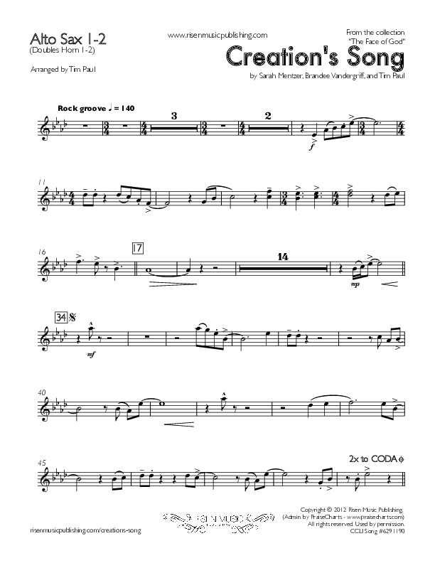 Creation's Song Alto Sax 1/2 (Concord Worship)