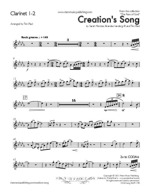 Creation's Song Clarinet 1/2 (Concord Worship)