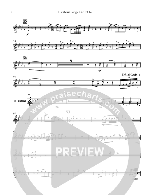 Creation's Song Clarinet 1/2 (Concord Worship)