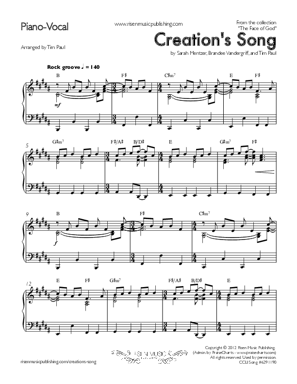 Creation's Song Piano/Vocal (Concord Worship)