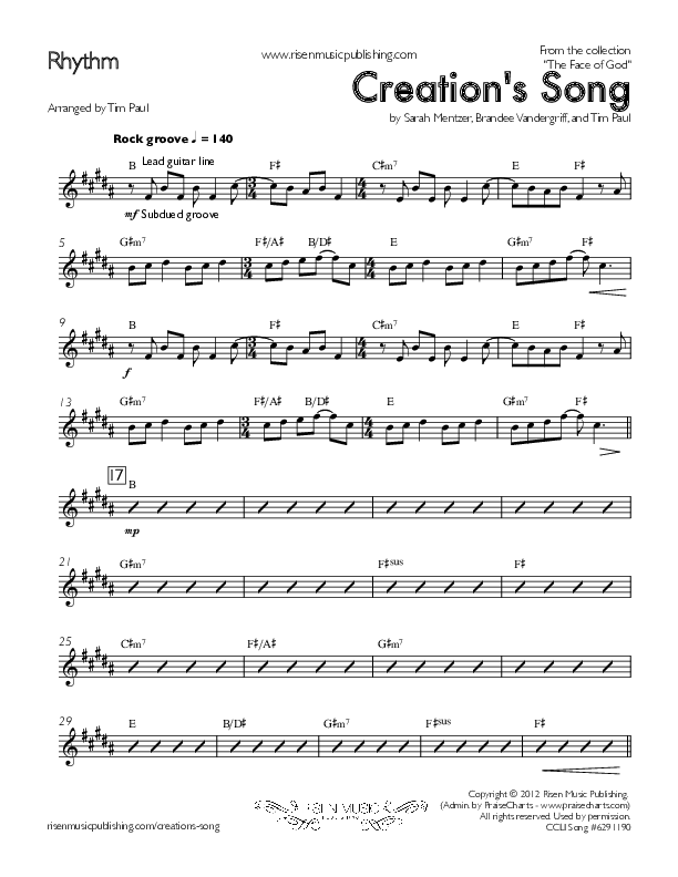 Creation's Song Rhythm Chart (Concord Worship)