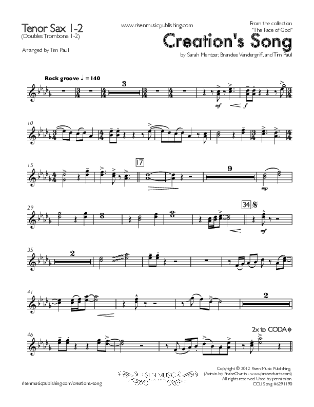 Creation's Song Tenor Sax 1/2 (Concord Worship)