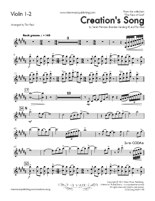 Creation's Song Violin 1/2 (Concord Worship)