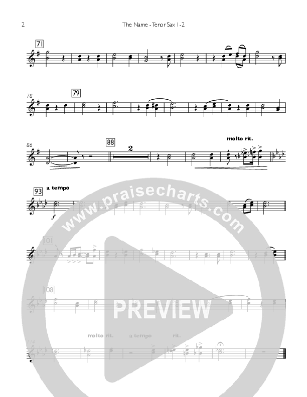 The Name Tenor Sax 1/2 (Concord Worship)