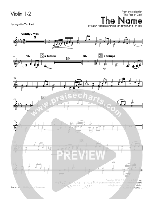 The Name Violin 1/2 (Concord Worship)