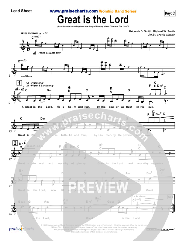 Great Is the Lord Lead Sheet (Michael W. Smith)