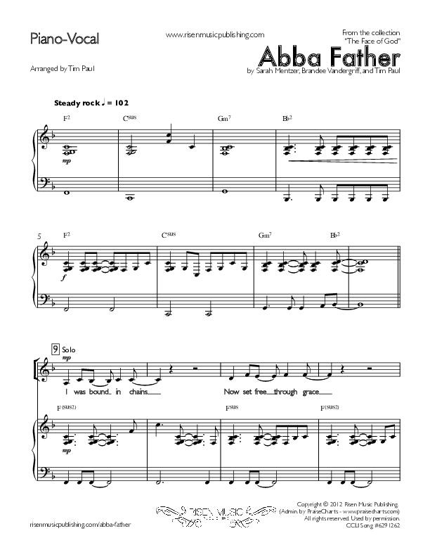 Abba Father Piano/Vocal (Concord Worship)