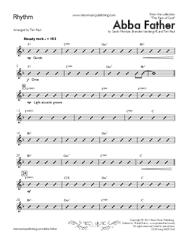 Abba Father Rhythm Chart (Concord Worship)