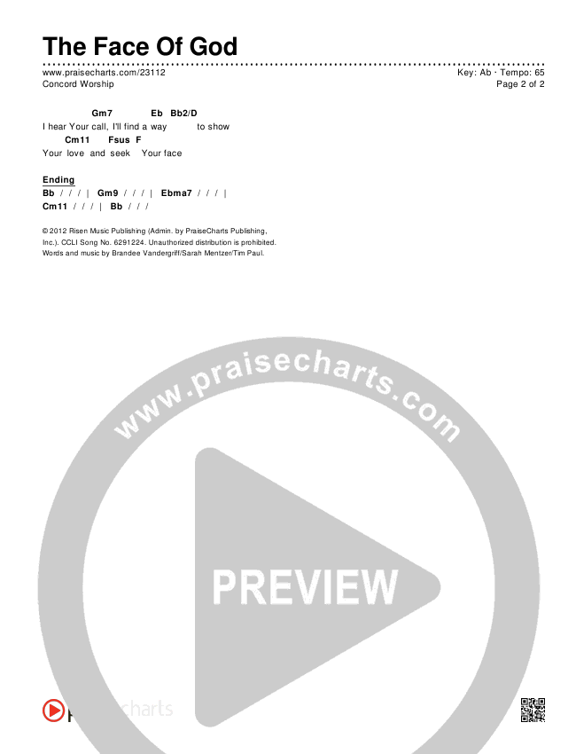 The Face Of God Chords & Lyrics (Concord Worship)