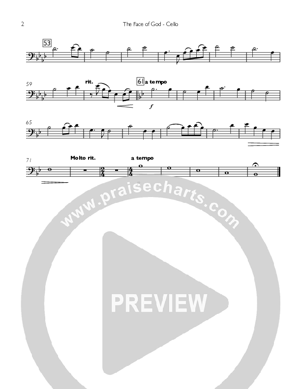 The Face Of God Cello (Concord Worship)