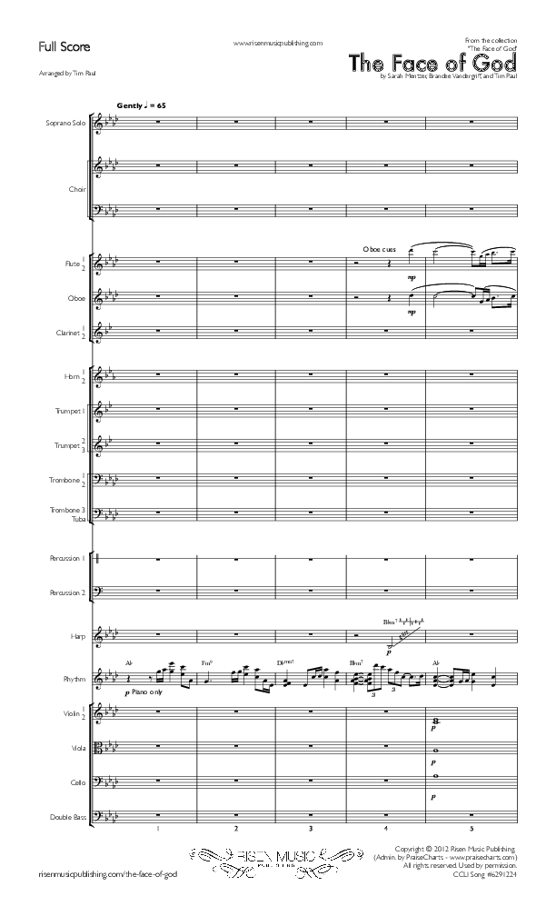 The Face Of God Conductor's Score (Concord Worship)