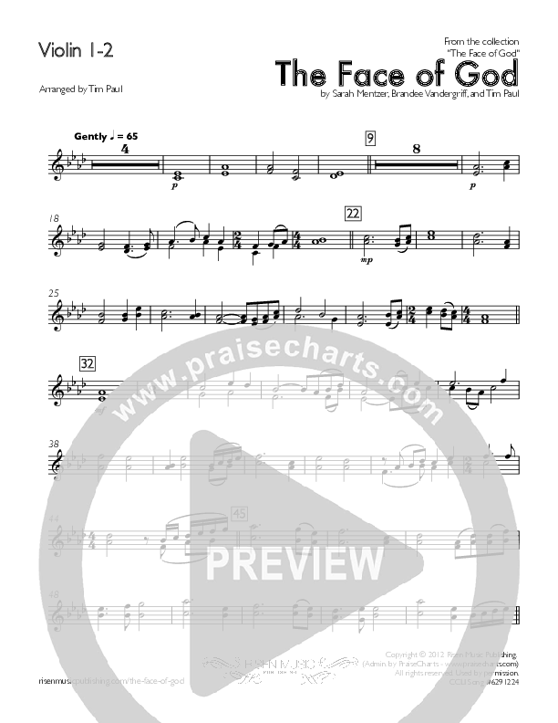 The Face Of God Violin 1/2 (Concord Worship)