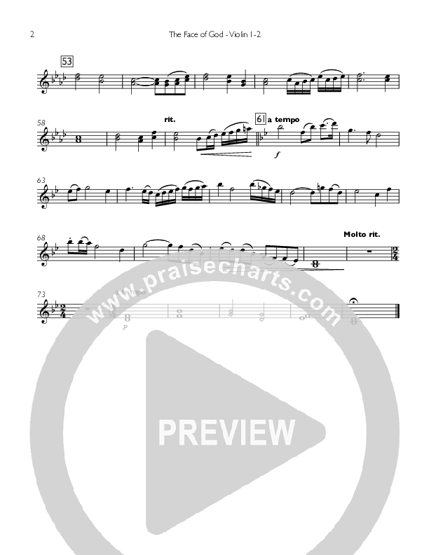 The Face Of God Violin 1/2 (Concord Worship)