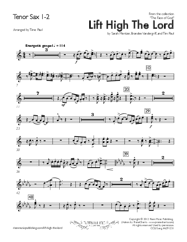 Lift High The Lord Tenor Sax 1/2 (Concord Worship)