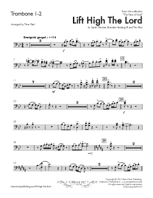 Lift High The Lord Trombone 1/2 (Concord Worship)