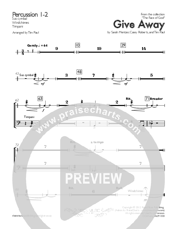 Give Away Percussion 1/2 (Concord Worship)
