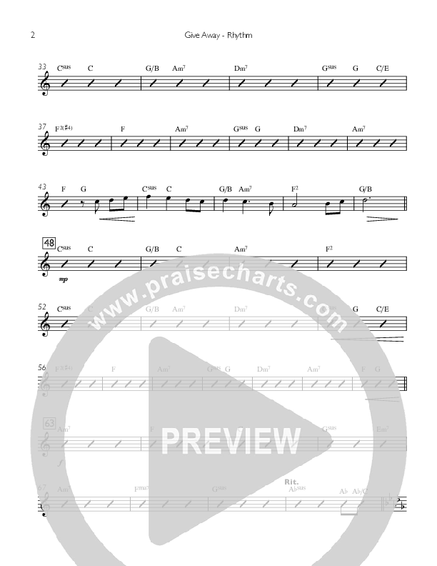 Give Away Rhythm Chart (Concord Worship)