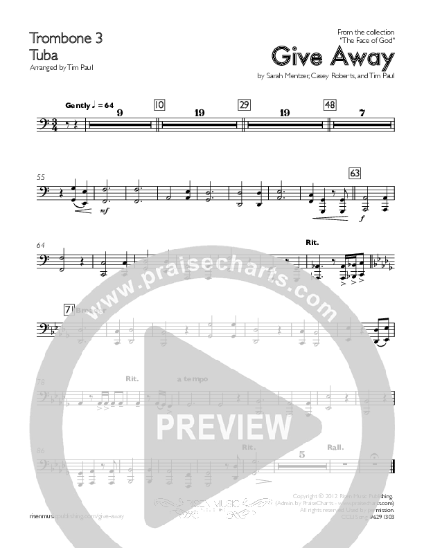 Give Away Trombone 3/Tuba (Concord Worship)