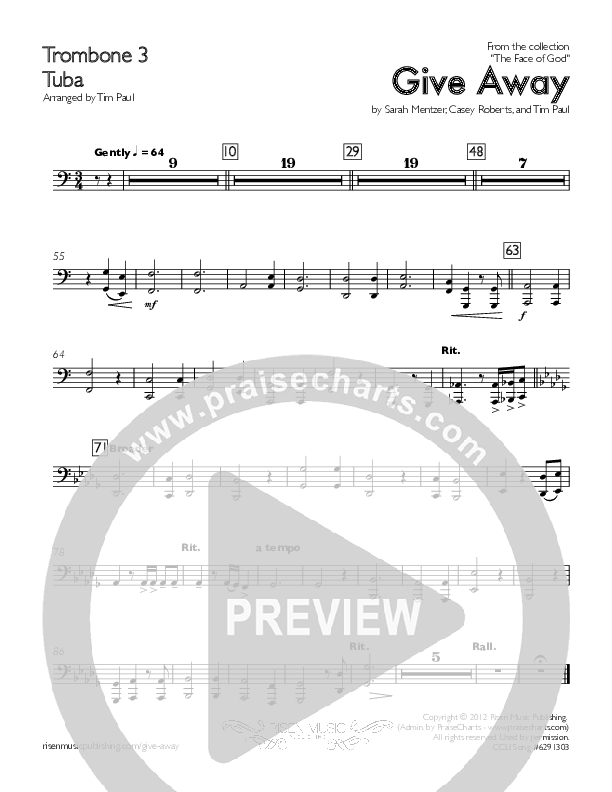 Give Away Trombone 3/Tuba (Concord Worship)