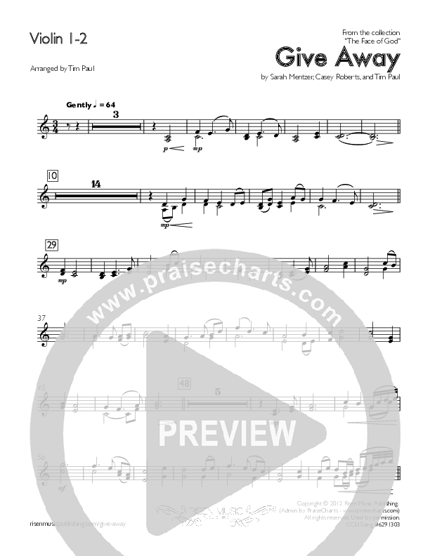 Give Away Violin 1/2 (Concord Worship)