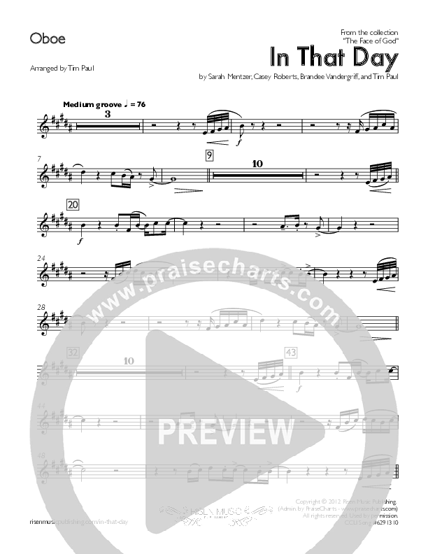 In That Day Oboe (Concord Worship)