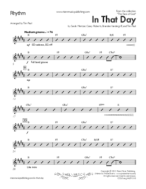 In That Day Rhythm Chart (Concord Worship)