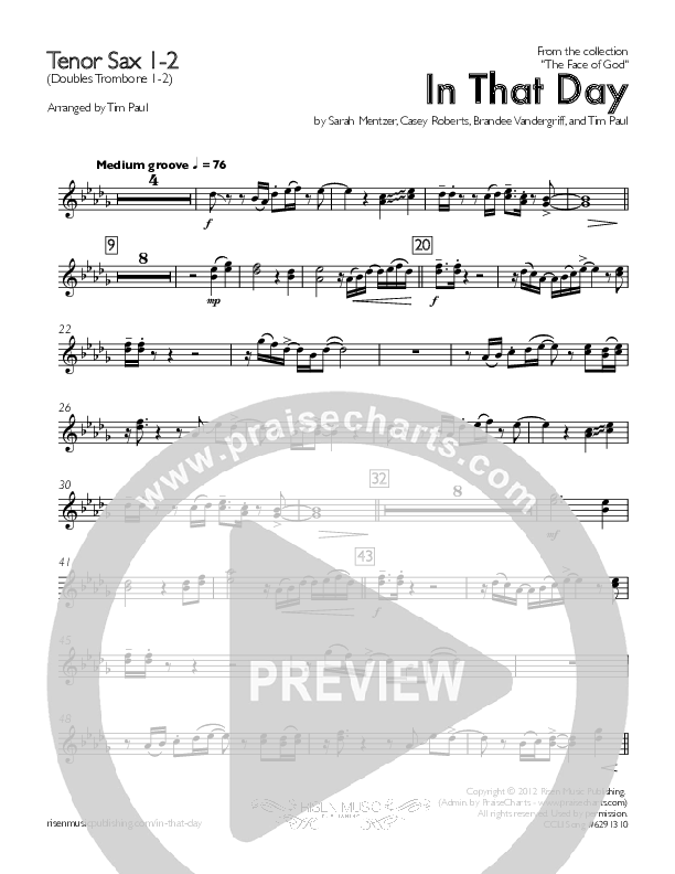 In That Day Tenor Sax 1/2 (Concord Worship)