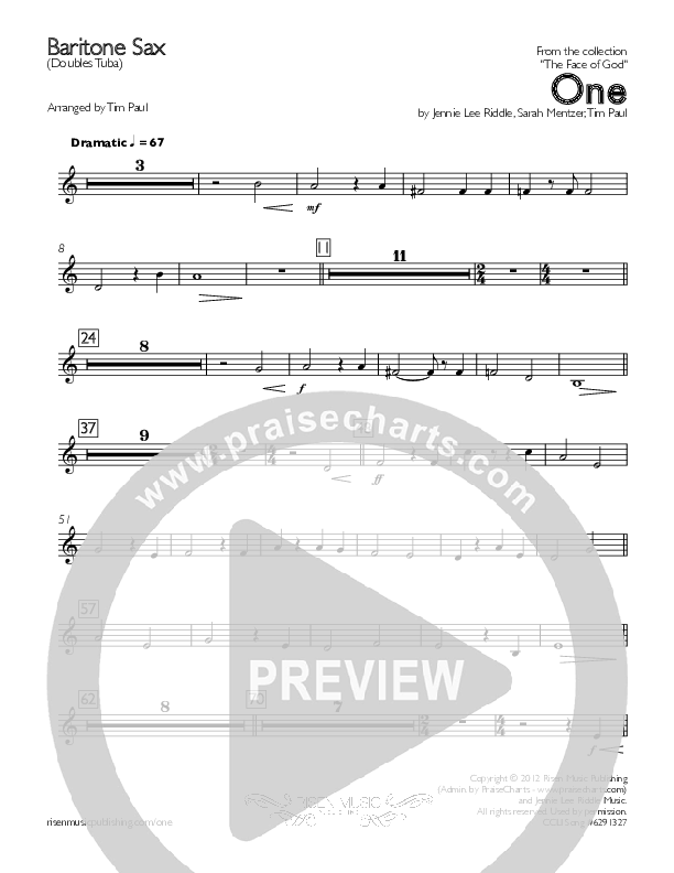 One Bari Sax (Concord Worship)