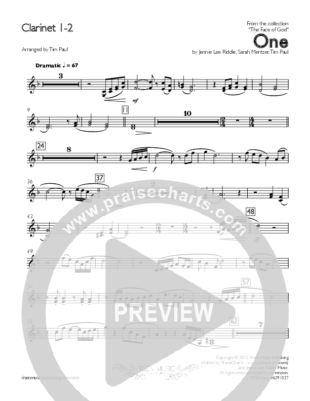 One Clarinet 1/2 (Concord Worship)