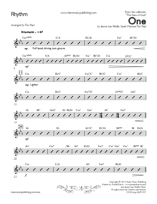 One Rhythm Chart (Concord Worship)