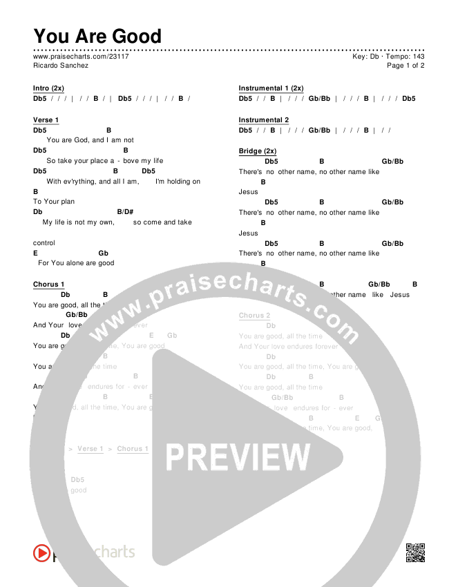You Are Good Chords & Lyrics (Ricardo Sanchez)