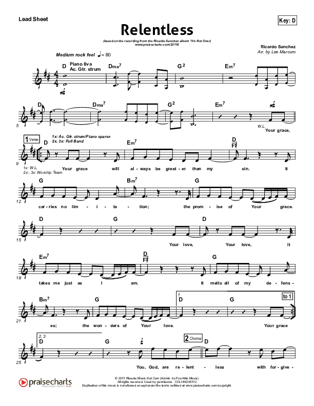 Relentless Lead Sheet (Ricardo Sanchez)