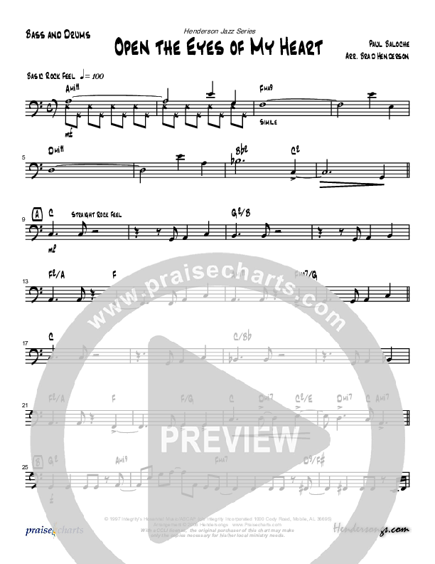 Open The Eyes Of My Heart (Instrumental) Bass Guitar (Brad Henderson)