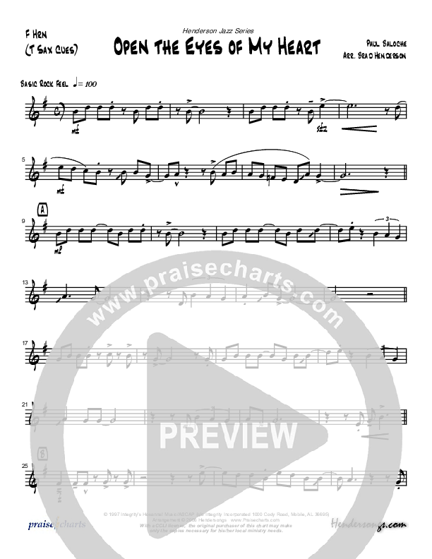 Open The Eyes Of My Heart (Instrumental) French Horn (Brad Henderson)