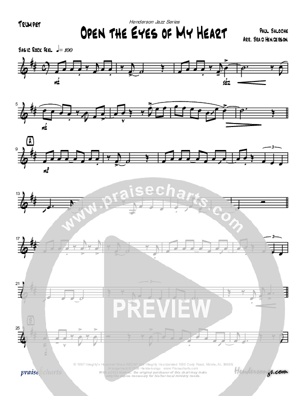 Open The Eyes Of My Heart (Instrumental) Trumpet (Brad Henderson)
