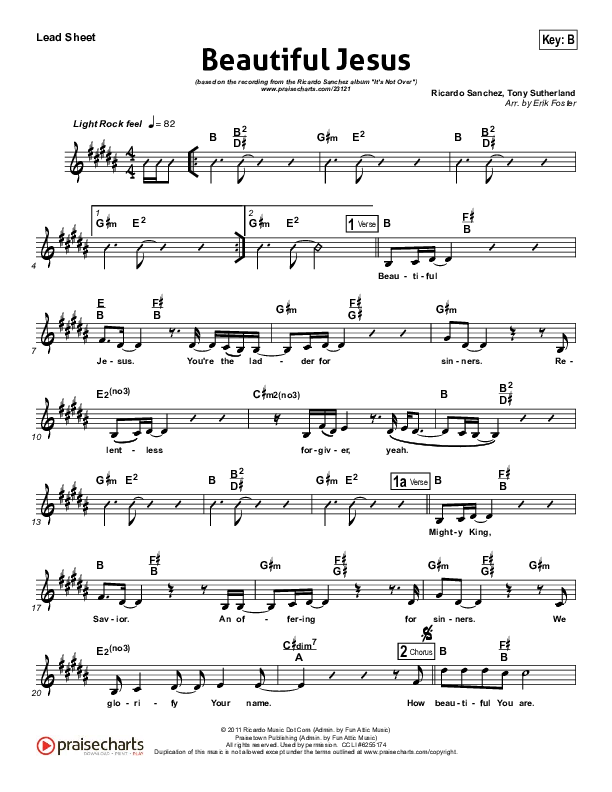 Beautiful Jesus Lead Sheet (Ricardo Sanchez)