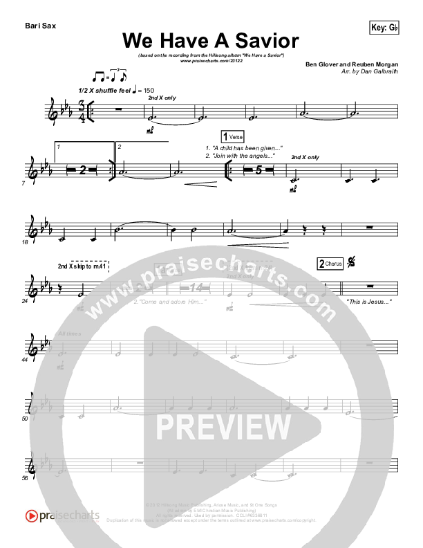 We Have A Savior Bari Sax (Hillsong Worship)