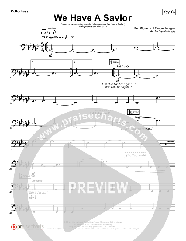 We Have A Savior Cello/Bass (Hillsong Worship)