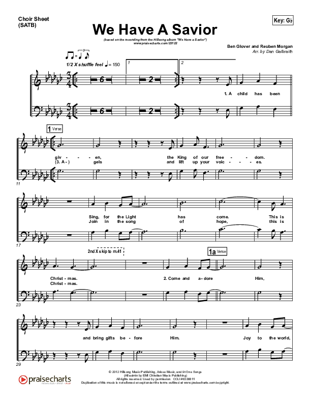 We Have A Savior Choir Vocals (SATB) (Hillsong Worship)