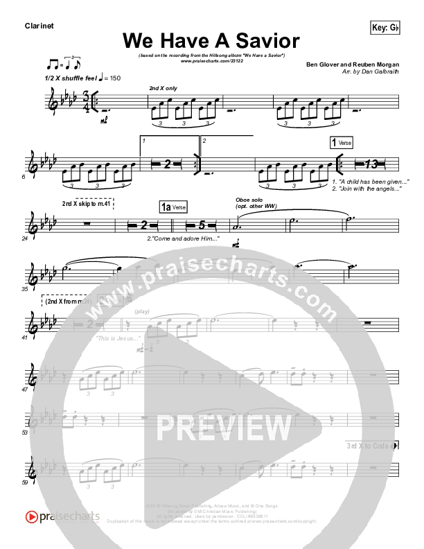 We Have A Savior Clarinet (Hillsong Worship)