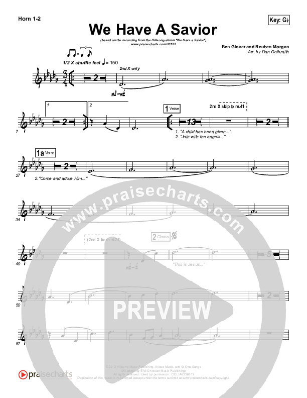 We Have A Savior French Horn 1/2 (Hillsong Worship)