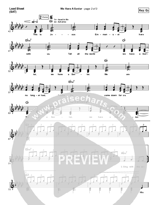 We Have A Savior Lead Sheet (SAT) (Hillsong Worship)
