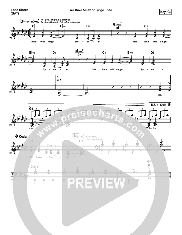 We Have A Savior Lead Sheet (SAT) (Hillsong Worship)