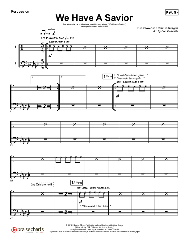 We Have A Savior Percussion (Hillsong Worship)
