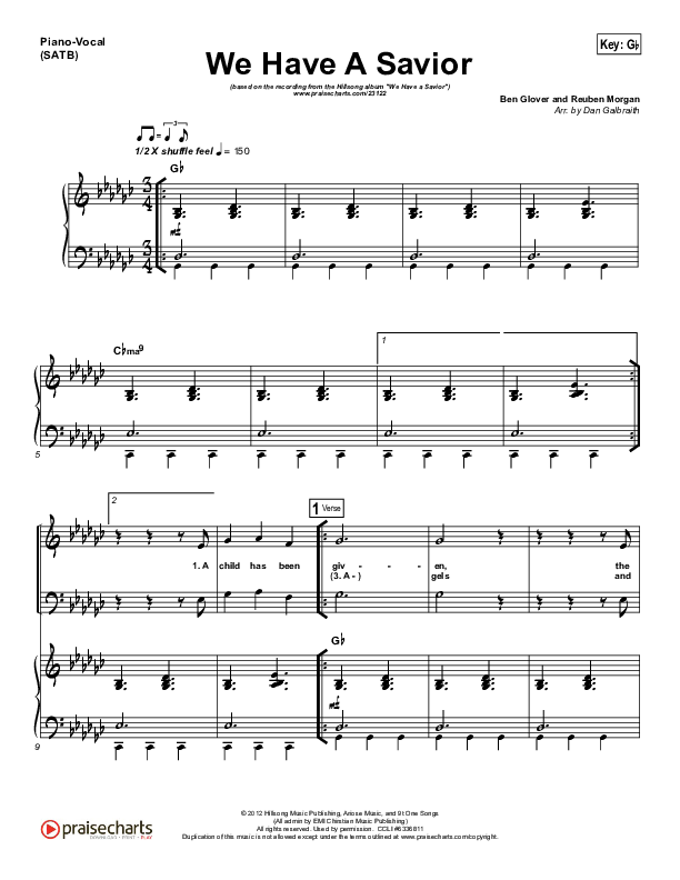 We Have A Savior Piano/Vocal & Lead (Hillsong Worship)